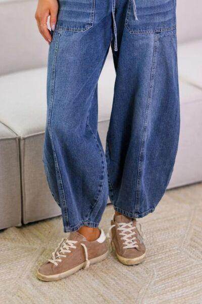 Drawstring Jeans with Pockets for Stylish Comfort - Selvanelle