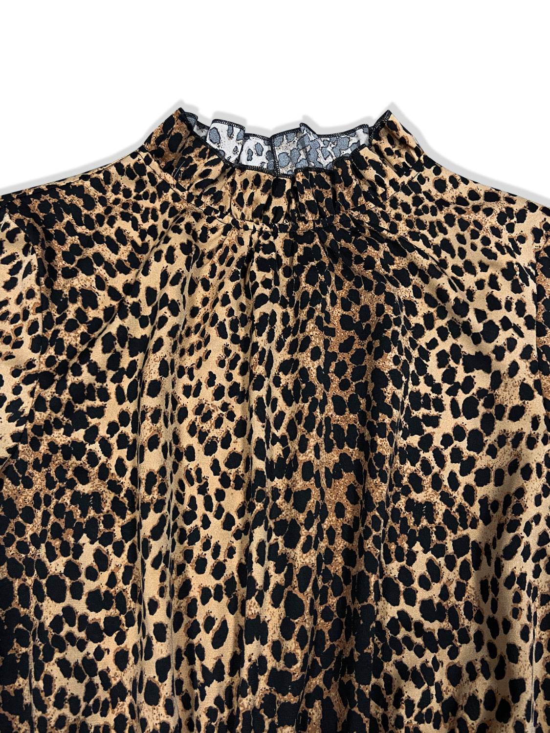 Leopard Flounce Sleeve Wide Leg Jumpsuit - Selvanelle