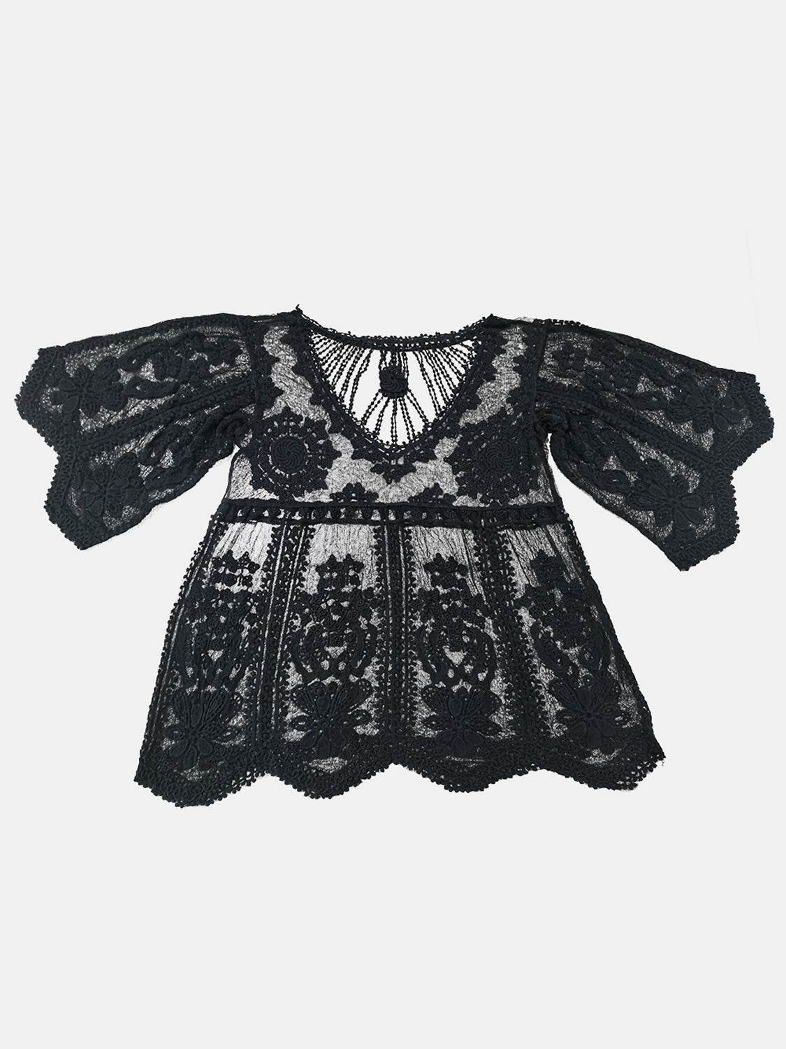 Lace Round Neck Cover-Up - Selvanelle