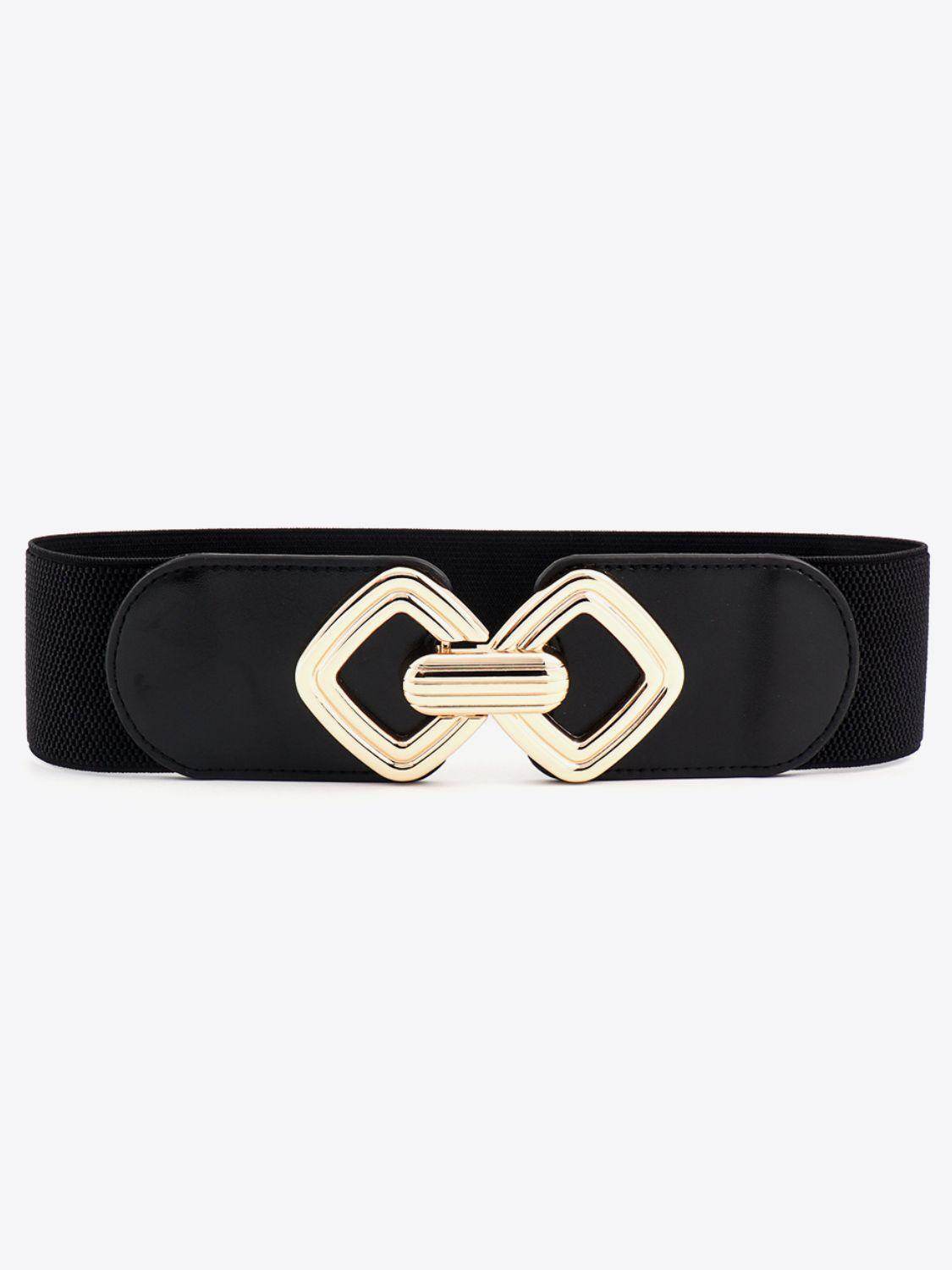 Geometric Buckle Elastic Wide Belt for Stylish Comfort - Selvanelle
