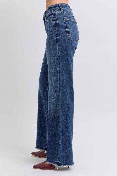 Judy Blue Full Size Raw Hem Mid Rise Jeans for Women - Selvanelle