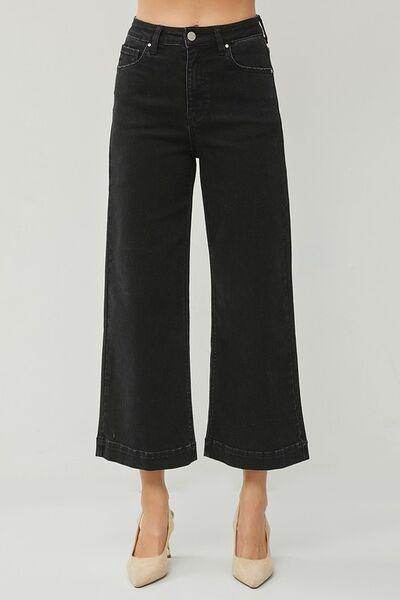 RISEN Full Size High Rise Wide Leg Ankle Jeans Plus Size - Selvanelle