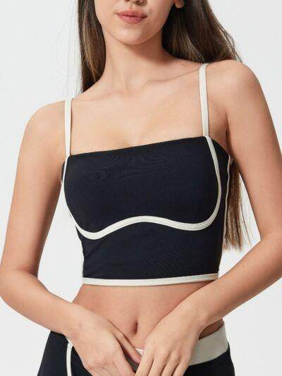 Millennia Contrast Trim Square Neck Active Cami with Pads - Selvanelle