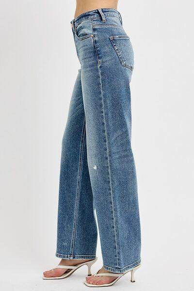RISEN Full Size Distressed Wide Leg Jeans Plus Size Fashion - Selvanelle