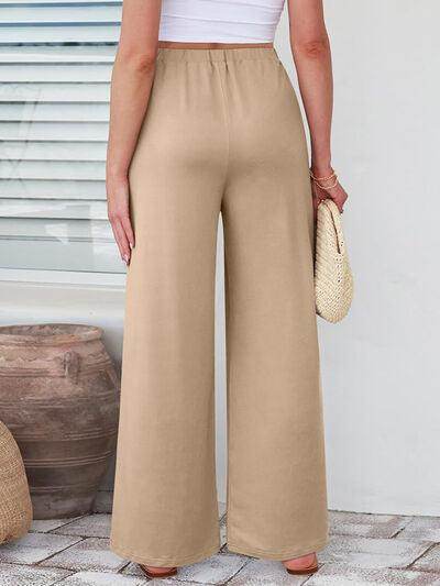 Elastic Waist Wide Leg Pants for Women in Various Sizes - Selvanelle