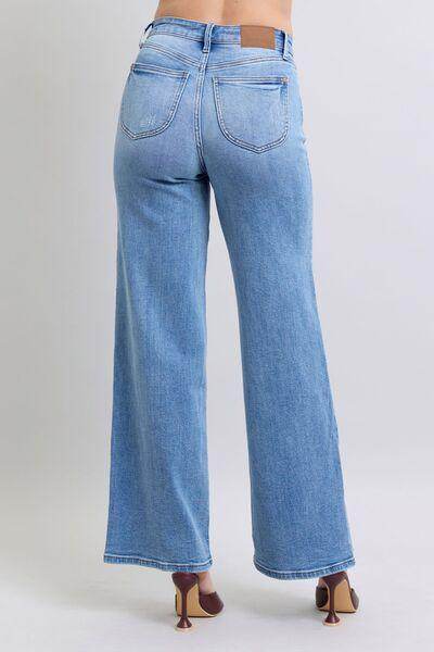 Judy Blue Full Size Wide Leg Jeans with Pockets for Women - Selvanelle