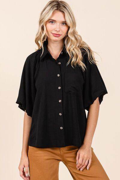 Mittoshop Airflow Short Bubble Sleeve Button Down Shirt - Selvanelle
