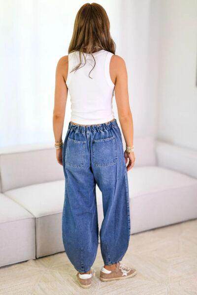 Drawstring Jeans with Pockets for Stylish Comfort - Selvanelle