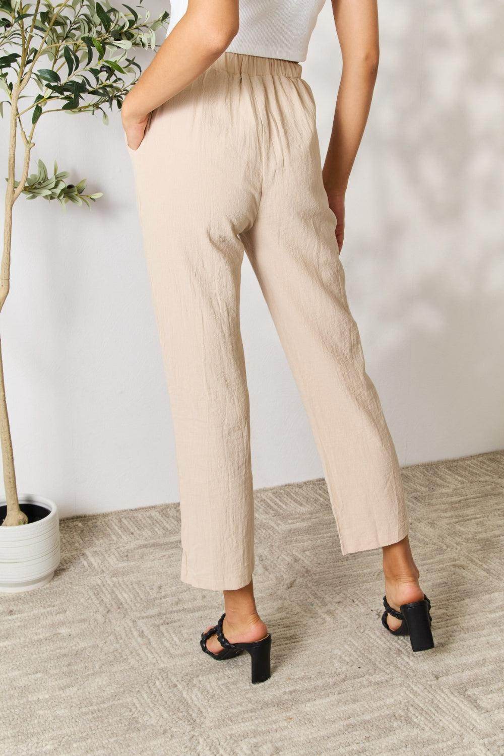 Shiny Pull-On Pants with Pockets for Women Stylish Fit - Selvanelle