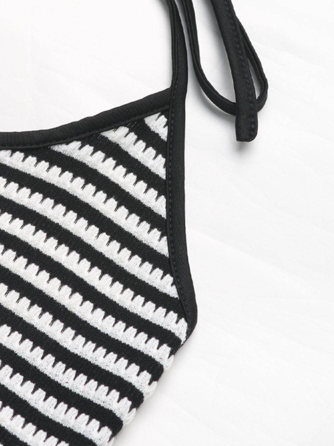 Perfee Striped Halter Neck Top and Slit Skirt Set for Women - Selvanelle