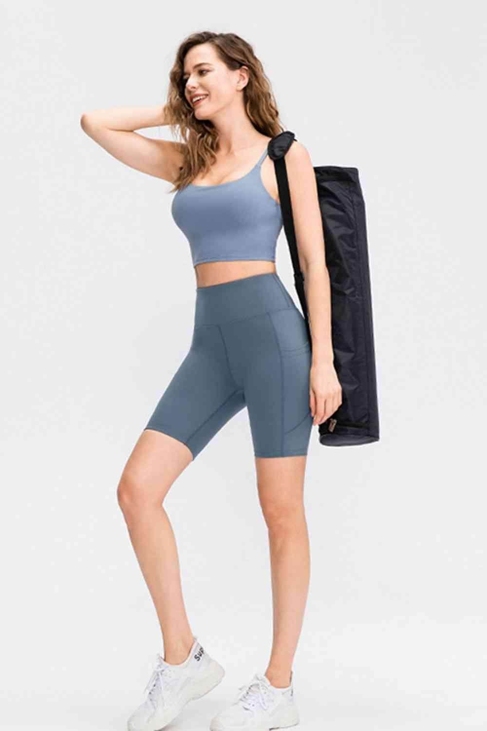 Wide Waistband Sports Shorts with Pockets for Active Wear - Selvanelle