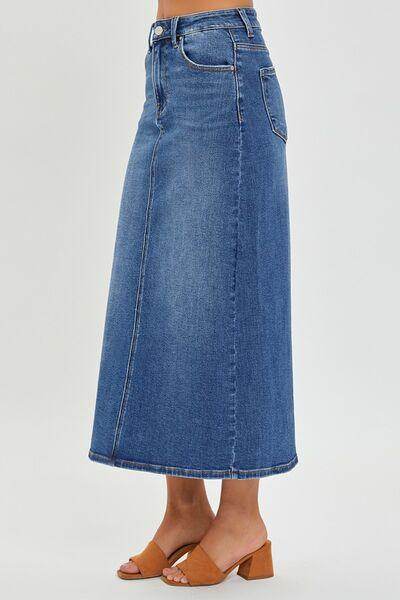 RISEN High Rise Back Slit Denim Skirt for Women Fashion - Selvanelle