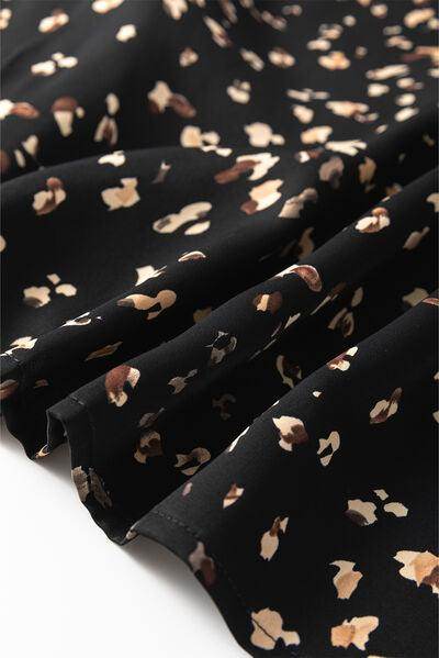 Printed Mock Neck Balloon Sleeve Blouse for Women - Selvanelle