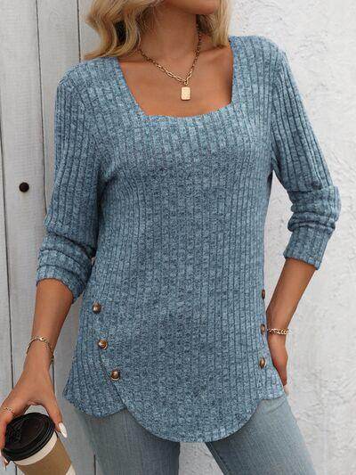 Mandy Square Neck Long Sleeve T-Shirt for Women Fashion - Selvanelle