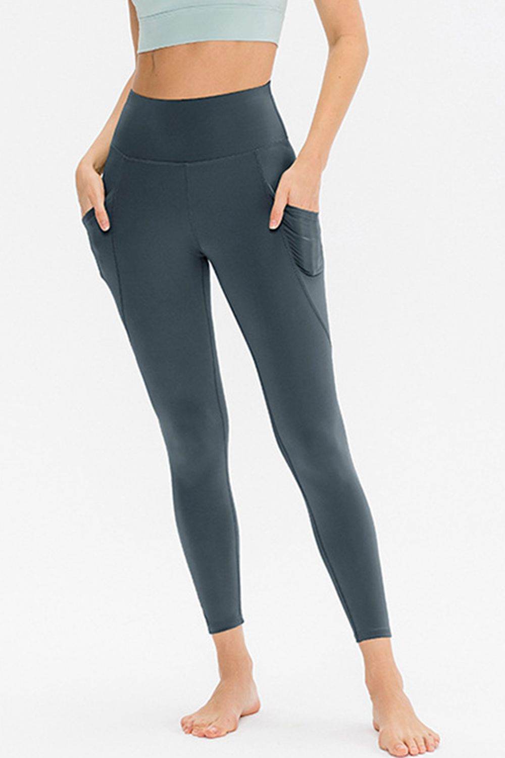 Slim Fit Long Active Leggings with Pockets - Selvanelle