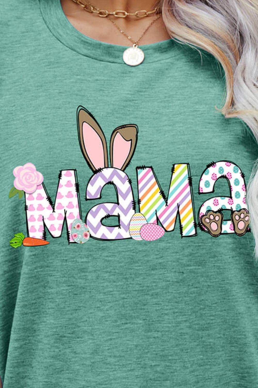 Easter MAMA Graphic Round Neck T-Shirt - Selvanelle