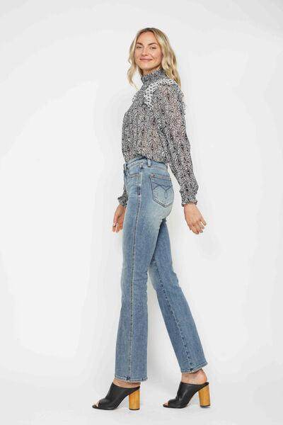 Judy Blue Full Size Tummy Control Back Embroidered Bootcut Jeans Plus Size - Selvanelle