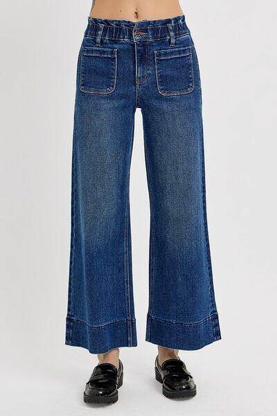RISEN Elastic Band Wide Leg Jeans for Casual Chic Style - Selvanelle
