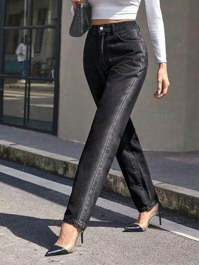 Straight Leg Jeans with Pockets for Stylish Comfort - Selvanelle