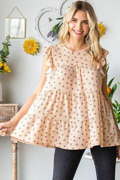Heimish Full Size Butterfly Short Sleeve Floral Top Plus Size - Selvanelle