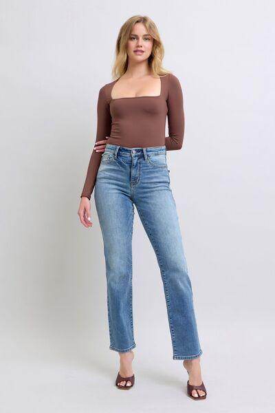 Judy Blue Full Size Run Vintage Wash Thermal Straight Jeans - Selvanelle