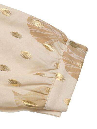 Perfee Printed Collared Neck Long Sleeve Shirt for Women - Selvanelle