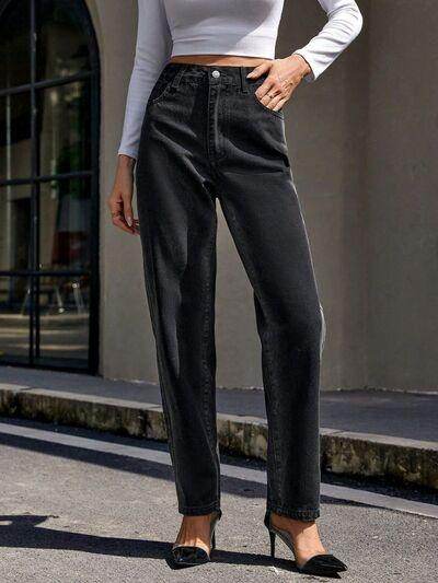 Straight Leg Jeans with Pockets for Stylish Comfort - Selvanelle