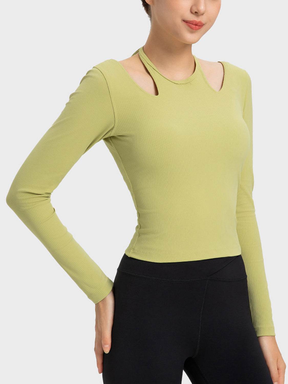 Millennia Halter Neck Long Sleeve Sporty Top - Selvanelle