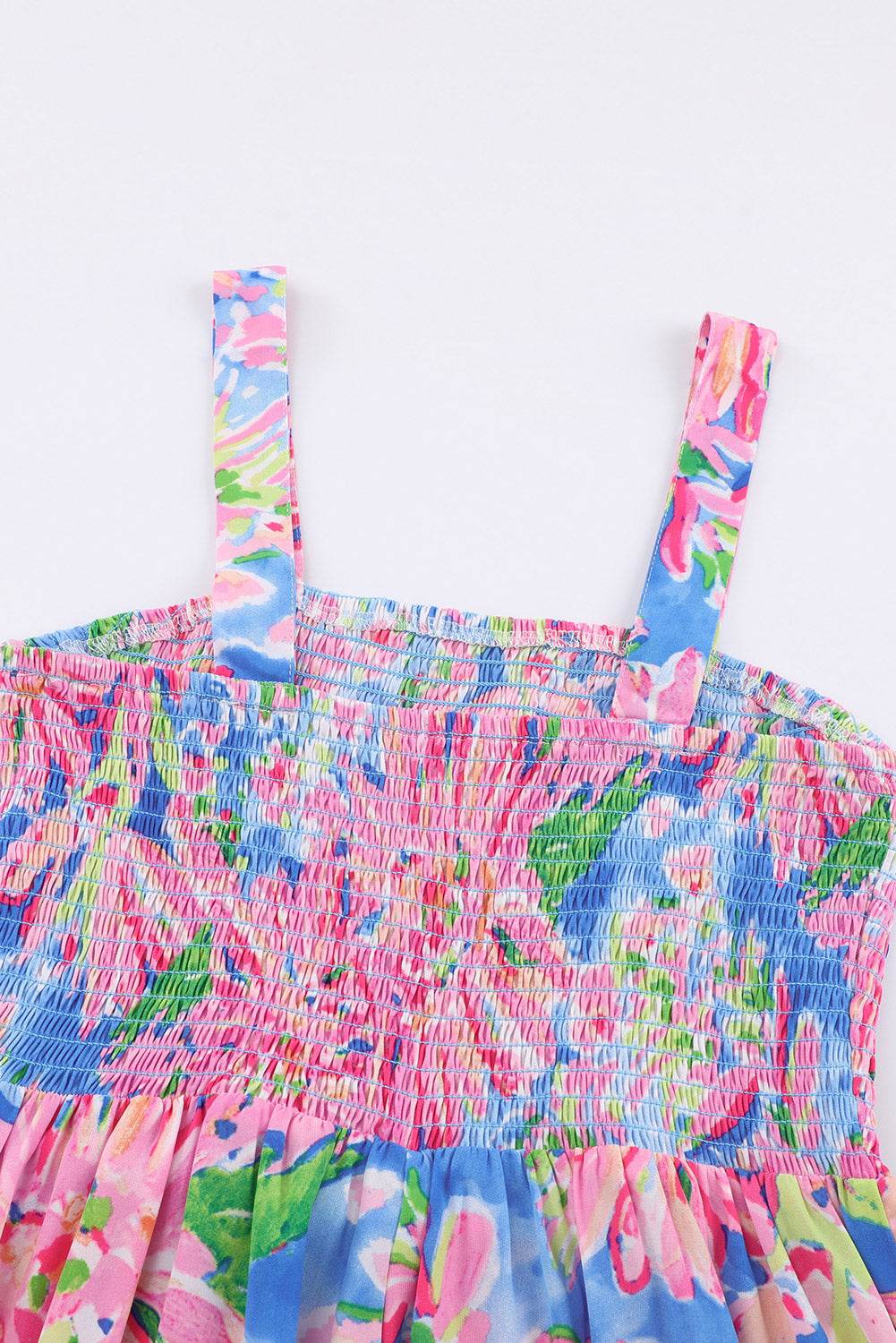 Floral Smocked Square Neck Jumpsuit with Pockets - Selvanelle
