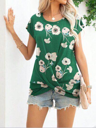 Printed Round Neck Short Sleeve T-Shirt for Everyday Wear - Selvanelle