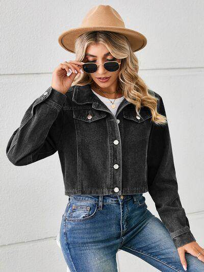 Button Up Long Sleeve Denim Jacket for Stylish Comfort - Selvanelle