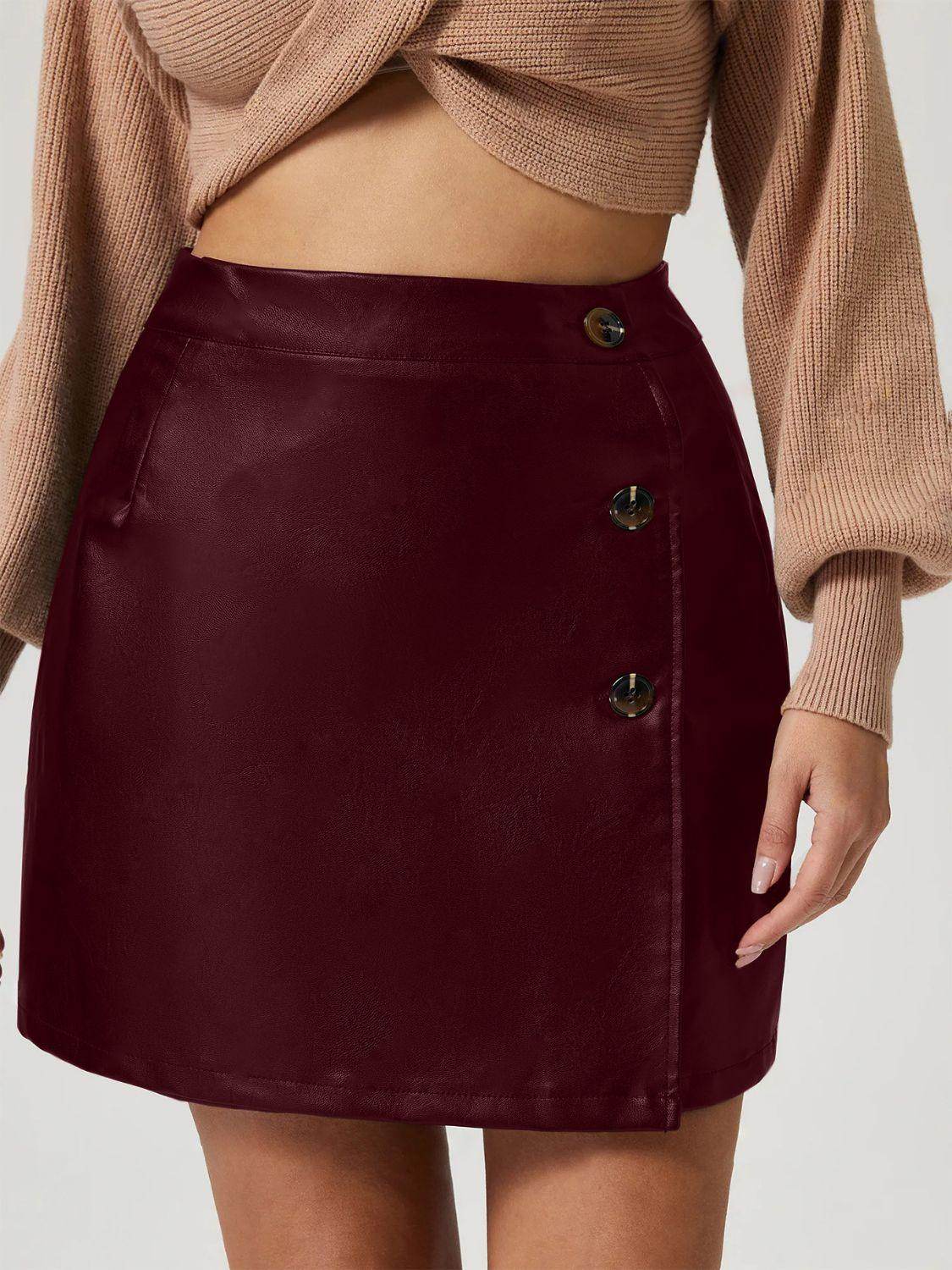 Buttoned High Rise Mini Skirt for Stylish Casual Wear - Selvanelle