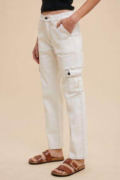 Annie Wear Straight Leg Jeans with Cargo Pockets for Women - Selvanelle