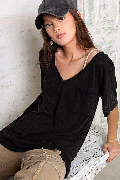 POL V-Neck Short Sleeve T-Shirt for Casual Everyday Style - Selvanelle