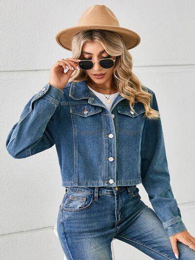 Button Up Long Sleeve Denim Jacket for Stylish Comfort - Selvanelle