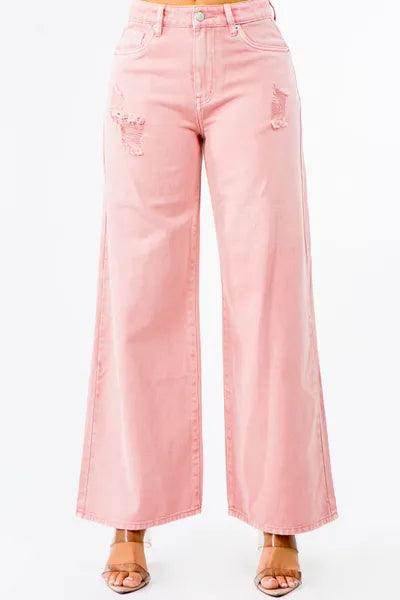 American Bazi High Waist Distressed Wide Leg Jeans Women - Selvanelle