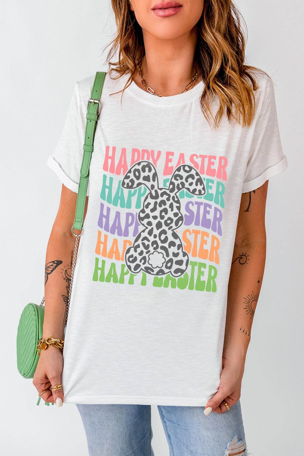 HAPPY EASTER Round Neck Short Sleeve T-Shirt - Selvanelle