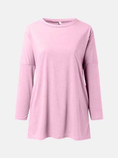 Full Size Round Neck Long Sleeve T-Shirt for Women - Selvanelle