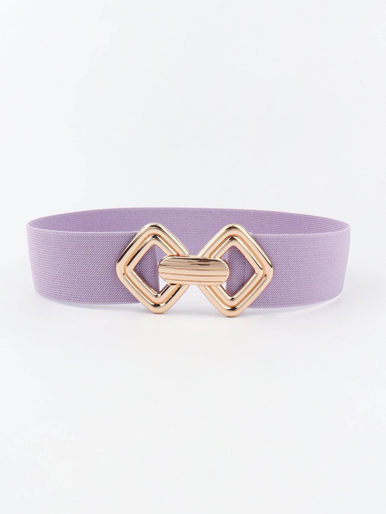 Geometric Buckle Elastic Wide Belt for Stylish Comfort - Selvanelle