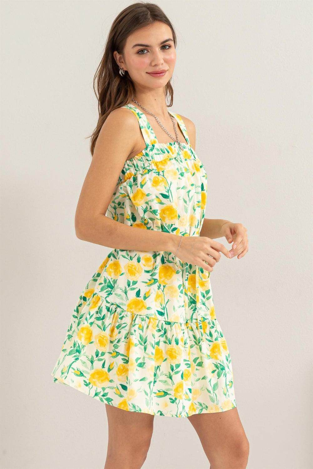 HYFVE Floral Tie Shoulder Mini Dress for Trendy Style - Selvanelle