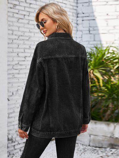 Button Up Long Sleeve Denim Jacket for Stylish Looks - Selvanelle