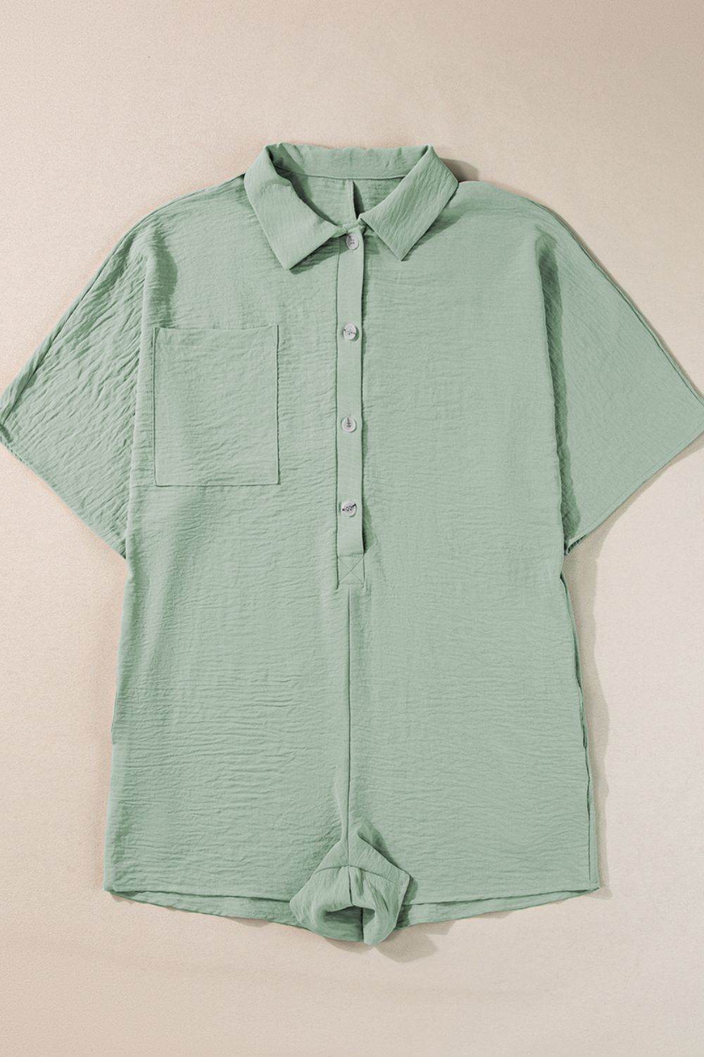 Half Button Collared Neck Romper - Selvanelle