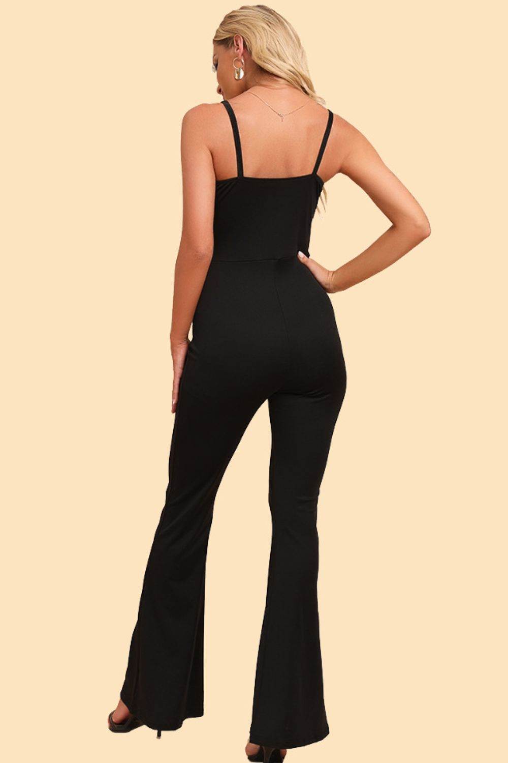 Spliced Mesh Spaghetti Strap Jumpsuit - Selvanelle