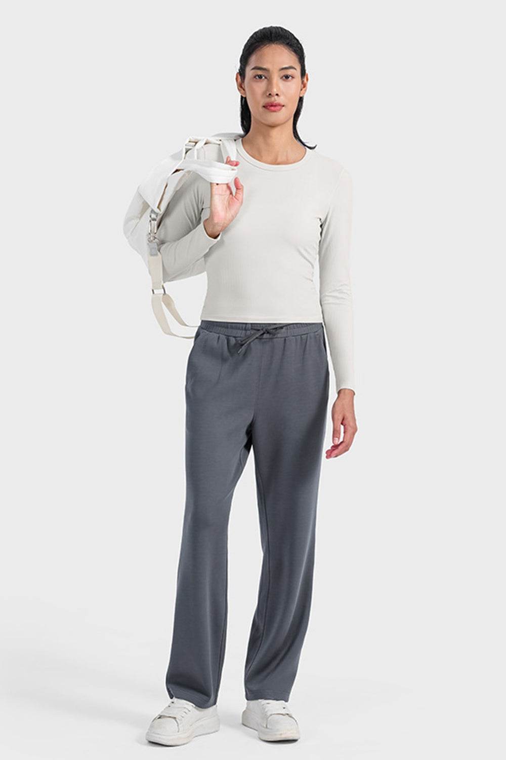Millennia Round Neck Long Sleeve Sports Top - Selvanelle