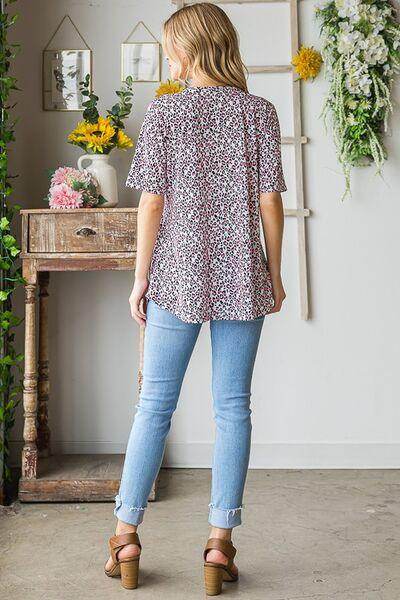 Heimish Full Size Short Sleeve Crisscross Animal Babydoll Top Plus Size - Selvanelle