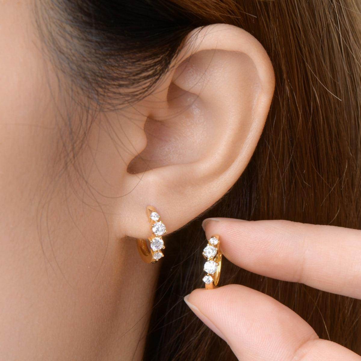 925 Sterling Silver Moissanite Huggie Earrings for Women - Selvanelle