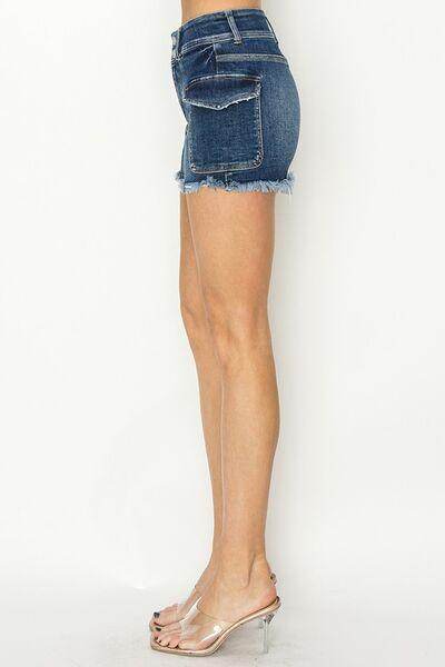 RISEN Raw Hem Denim Shorts with Pockets for Women - Selvanelle