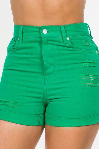 American Bazi High Waist Distressed Denim Shorts for Women - Selvanelle