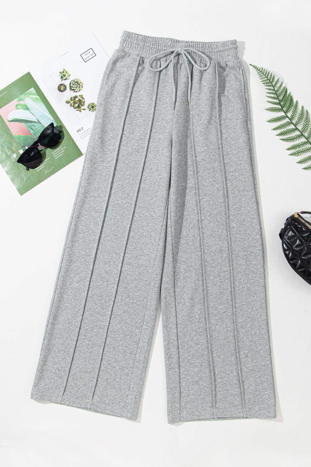 Drawstring Wide Leg Active Pants for Comfort and Style - Selvanelle