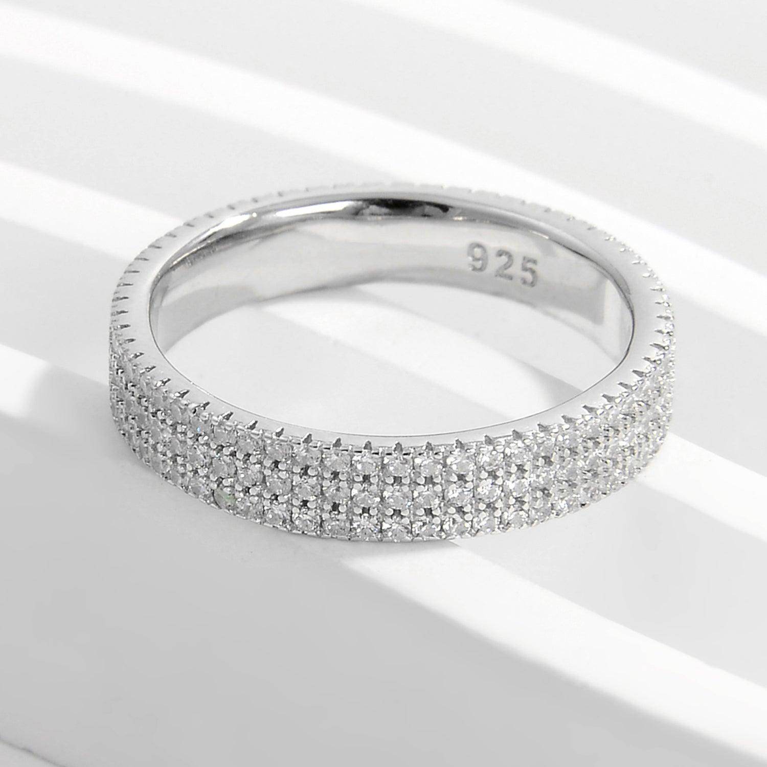 Inlaid Zircon 925 Sterling Silver Ring for Elegant Style - Selvanelle